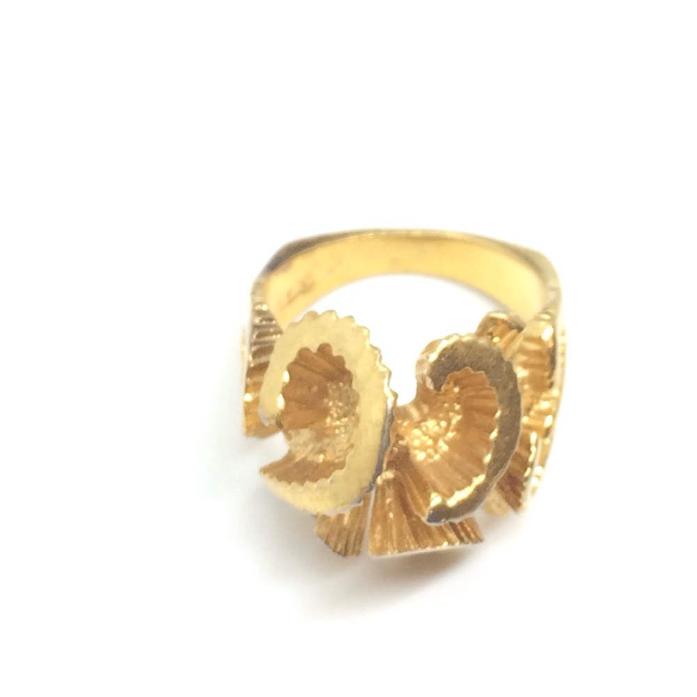 VINTAGE MCM GOLD TONE FLOWER COCKTAIL RING MODERNIST STATEMENT ABSTRACT FLORAL - Picture 7 of 16